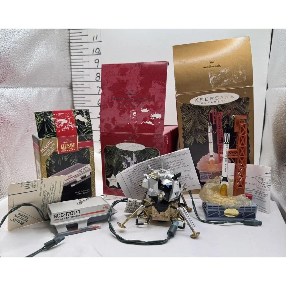 Hallmark Keepsake 3 Spacecraft Ornaments Vintage '92 '96 '98 Original Boxes Xmas
